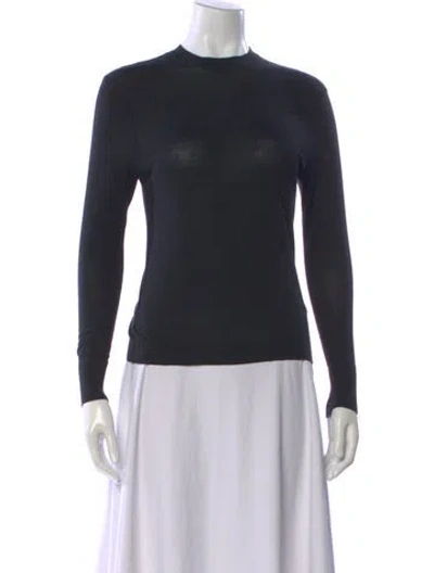 Pre-owned Renggli Silk Mock Neck Top In Black