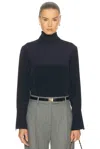 Renggli Silk Turtleneck Top In Blue