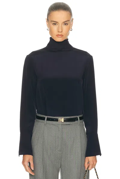 Renggli Silk Turtleneck Top In Blue