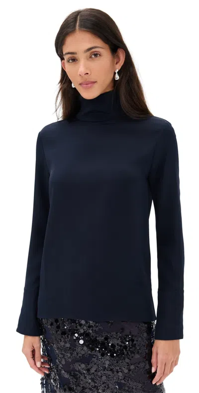 Renggli Silk Turtleneck Top Midnight In Blue