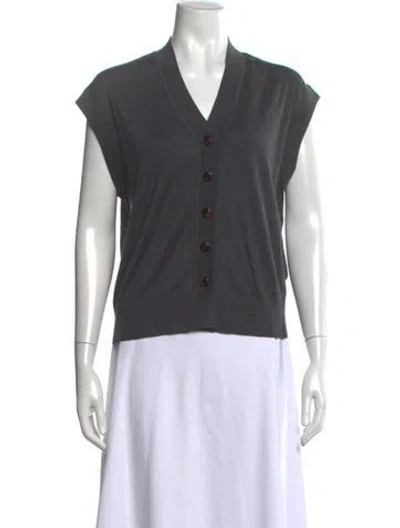 Pre-owned Renggli Silk V-neck Sweater In Grey