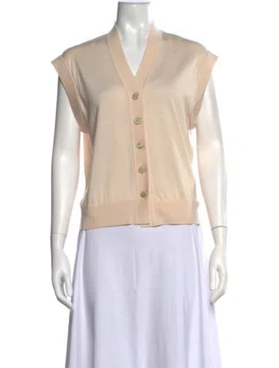 Pre-owned Renggli Silk V-neck Sweater In Neutrals