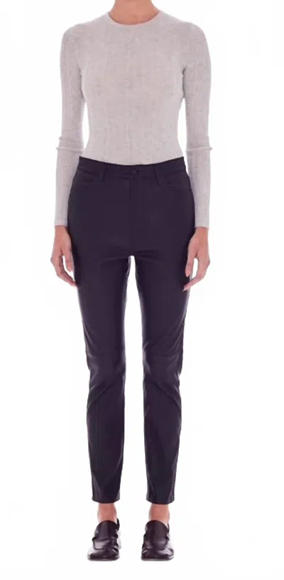 Renggli Straight Leg Leather Pants In Dark Brown In Blue