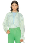 Renggli Stripe Boxy Long Sleeve Button Up Shirt In Multi