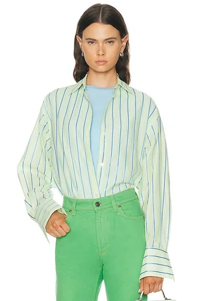 Renggli Stripe Boxy Long Sleeve Button Up Shirt In Multi