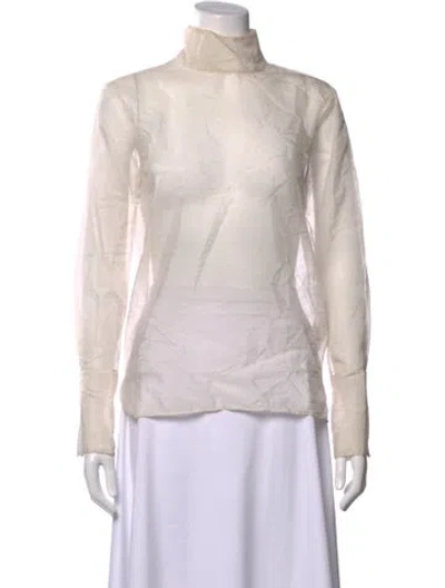 Pre-owned Renggli Turtleneck Long Sleeve Top In Neutrals