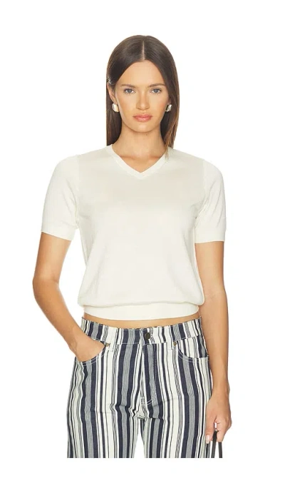 Renggli V-neck Knit Tee In White
