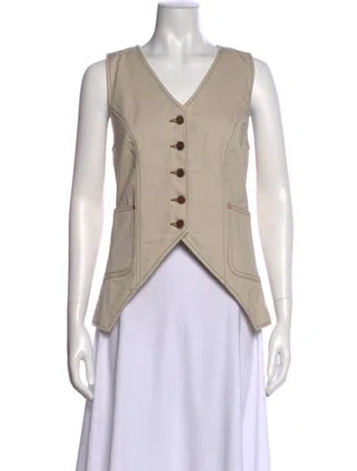 Pre-owned Renggli V-neck Sleeveless Top In Neutral