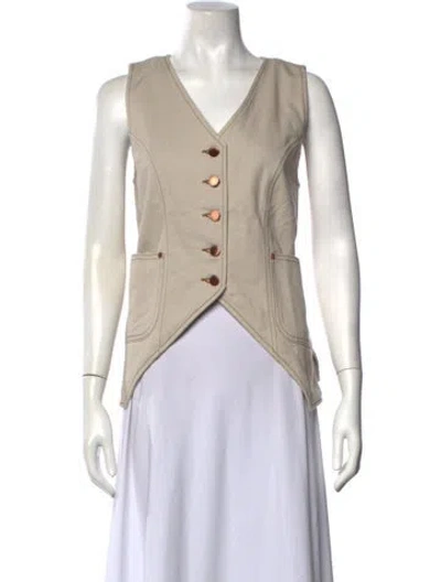 Pre-owned Renggli V-neck Sleeveless Top In Neutrals