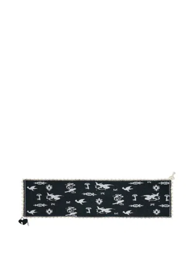 Renli Su Angel-print Knit Scarf In Black