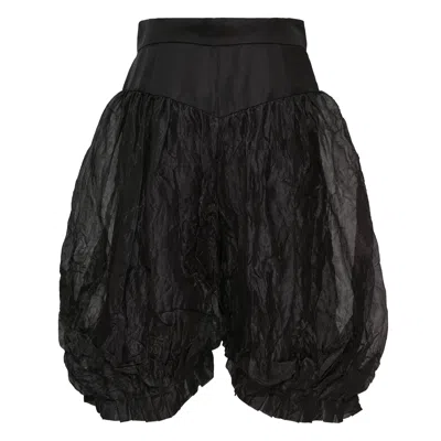 Renli Su Elysia Balloon-shaped Cropped Linen Trousers In Black