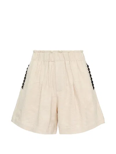 Renli Su Contrast Trim Shorts In Neutral