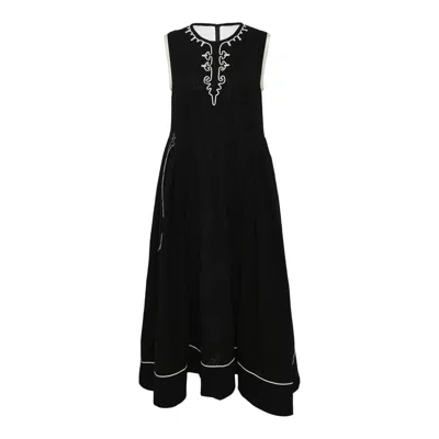 Renli Su Cotton Cocoon-shaped Sleeves Dress In Multi