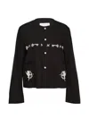 Renli Su Embroidered Crew-neck Jacket In Black
