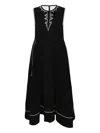 Renli Su Embroidered Midi Dress In Black
