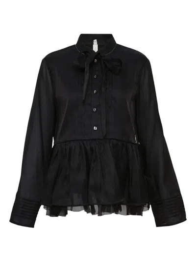 Renli Su Flared Blouse In Black