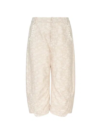 Renli Su Floral-print Cropped Trousers In Transparent