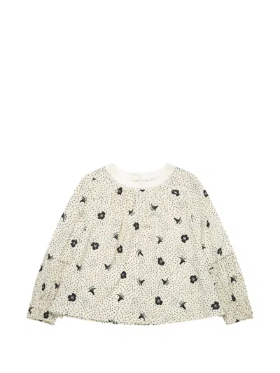 Renli Su Floral-print Polka-dot Blouse In Gray