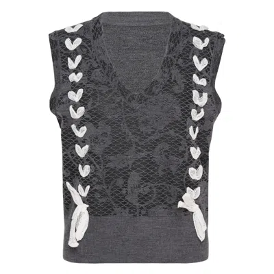 Renli Su Knit Floral Lace Vest