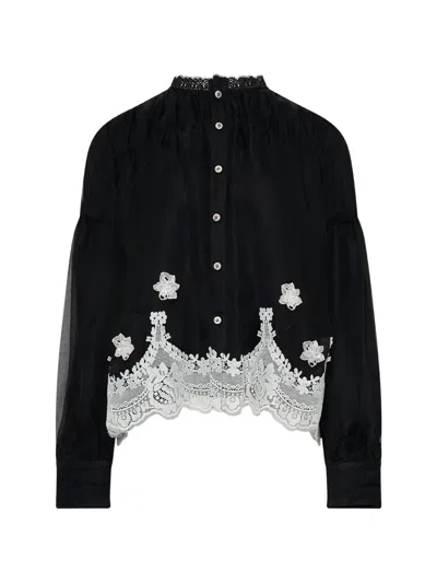 Renli Su Lace-trim Blouse In Black
