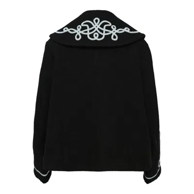 Renli Su Linen Midi Skirt Lace Hem In Black