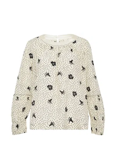 Renli Su Long-sleeve Pleated Blouse In White