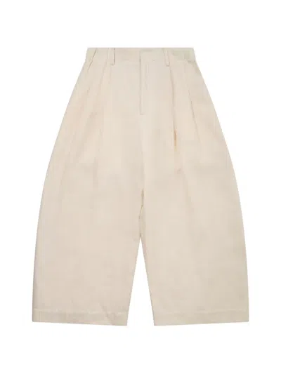 Renli Su Pleated Cropped Trousers In Neutral