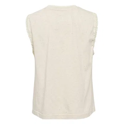 Renli Su Printed Cotton Silk Sleeveless Tee In White