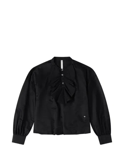 Renli Su Ruffled-trim Long-sleeve Blouse In Black