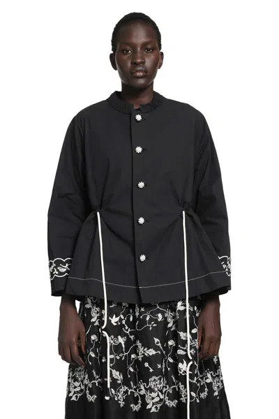 Renli Su Short Trench Coat In Black