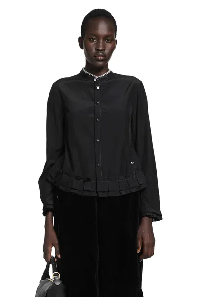 Renli Su Silk And Cotton Fitted Blouse In Black
