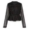 Renli Su Smocked Sequin-embellished Blouse In Black
