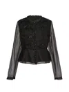 Renli Su Smocked Sequin-embellished Blouse In Black