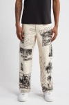RENOWNED ALL SEEING PRINT STRAIGHT LEG JEANS