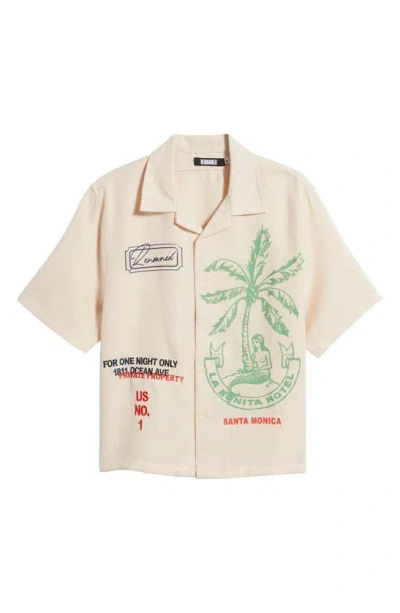 Renowned La Bonita Notched Collar Camp Shirt In Off White