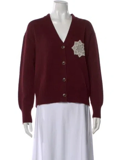 Pre-owned Rentrayage Baby Alpaca V-neck Sweater In Burgundy