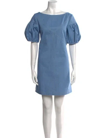 Pre-owned Rentrayage Bateau Neckline Mini Dress In Blue