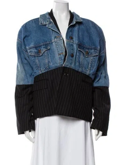 Pre-owned Rentrayage Colorblock Pattern Denim Jacket In Blue
