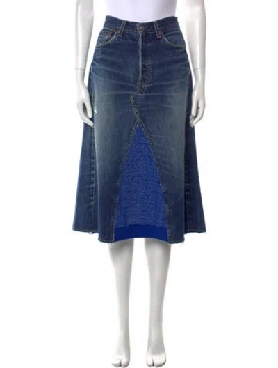 Pre-owned Rentrayage Distressed Accents Knee-length Skirt In Blue