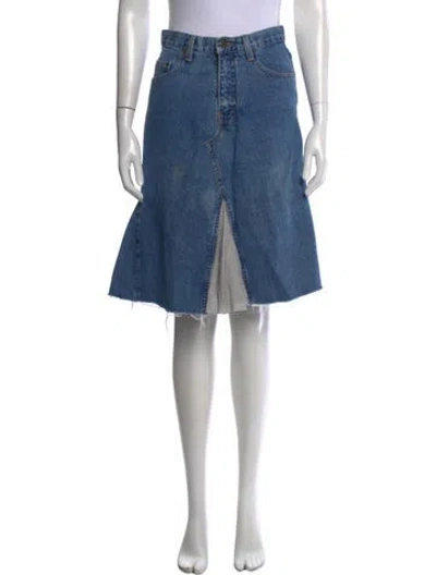 Pre-owned Rentrayage Distressed Accents Midi Length Skirt In Blue