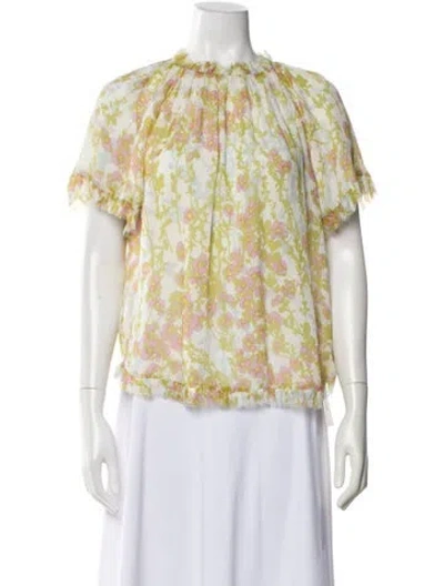 Pre-owned Rentrayage Floral Print Crew Neck Top W/ Tags In Green