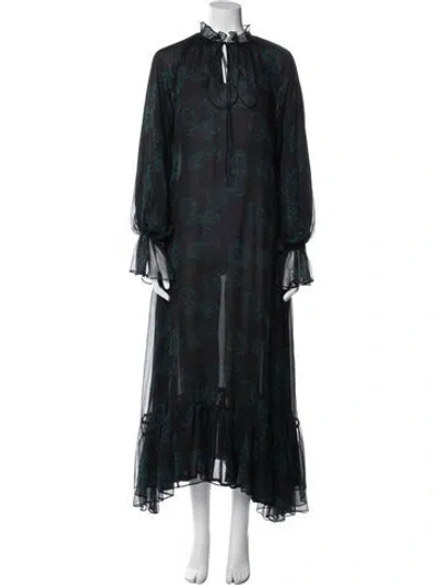 Pre-owned Rentrayage Floral Print Long Dress In Black