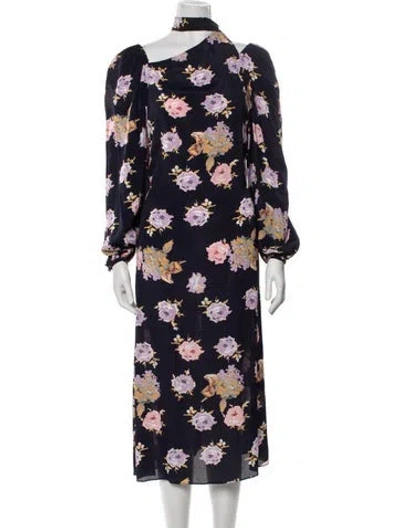 Pre-owned Rentrayage Floral Print Long Dress In Blue
