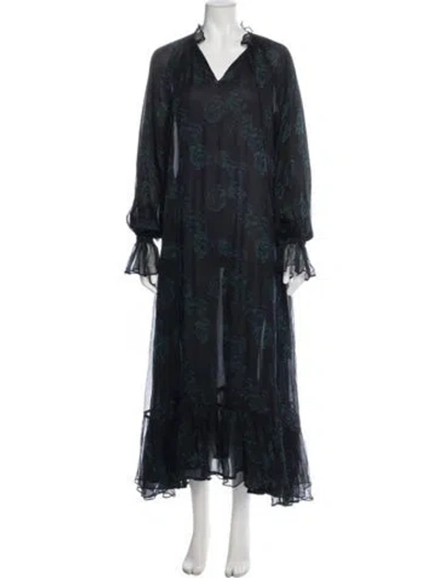 Pre-owned Rentrayage Floral Print Long Dress W/ Tags In Blue