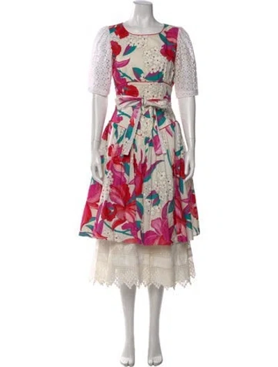 Pre-owned Rentrayage Floral Print Midi Length Dress In Multi