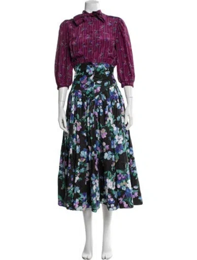 Pre-owned Rentrayage Floral Print Midi Length Dress In Multicolor