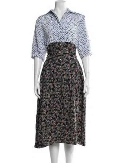 Pre-owned Rentrayage Floral Print Midi Length Dress In Multicolor