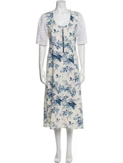 Pre-owned Rentrayage Floral Print Midi Length Dress In Neutral