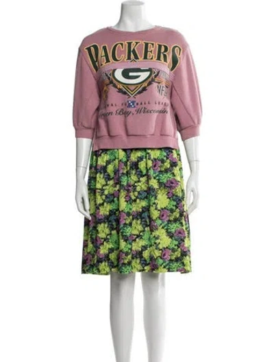Pre-owned Rentrayage Floral Print Midi Length Dress In Pink
