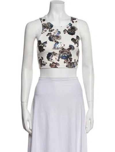 Pre-owned Rentrayage Floral Print Scoop Neck Crop Top